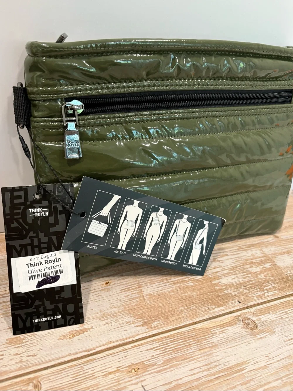 THINK ROYLN Olive Green Quilted Bum Bag Crossbody
